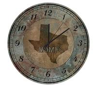 Higoss Texas Horloge murale silencieuse sans tic-tac - Horloge en acrylique sur le thème de la carte de 30,5 cm fonctionne à piles ronde facile à lire pour la maison/bureau/salle de ole