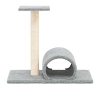 Higsose Arbre à chat avec tunnel d'intérieur - Gris clair - 60 x 34,5 x 50 cm - Bois et peluche - Avec plateformes - Aire de jeux pour chat - Peluche douce - Multifonctionnel - Domaine d'activité