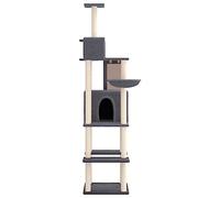 Higsose Arbre à chat d'activité d'intérieur avec griffoirs en sisal - Gris foncé - 90 x 64 x 201 cm - Aire de jeux pour chat avec maisons, plateformes, tour pour chat tout en un - Domaine d'activité