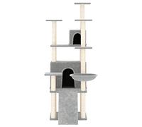 Higsose Arbre à chat d'activités d'intérieur avec griffoirs en sisal - Gris clair - 63 x 80 x 154 cm - En bois - Avec plateformes - Aire de jeux pour chat - Peluche douce - Multifonctionnel - Domaine