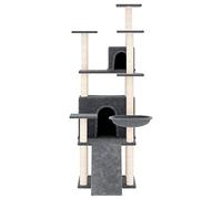 Higsose Arbre à chat d'activités d'intérieur avec griffoirs en sisal - Gris foncé - 63 x 80 x 154 cm - En bois - Avec plateformes - Aire de jeux pour chat - Peluche douce - Multifonctionnel - Domaine