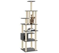 Higsose Arbre à chat d'intérieur avec griffoirs en sisal - 74 x 74 x 183 cm - Arbre à chat en bois et peluche - Zone d'activité pour animaux de compagnie - Pour griffer, grimper, s'asseoir, se cacher