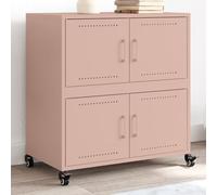 Higsose Armoire haute avec 4 roulettes - Armoire de rangement pour salon, chambre à coucher, couloir ou bureau - Meuble intérieur - Décoration d'intérieur - Rose - 68 x 39 x 72 cm