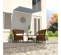 Higsose Auvent Rétractable pour Devant la Fenêtre Terrasse Balcon ou Jardin Mobilier D'extérieur Design Simple et Élégant Bleu et Blanc 150x150 cm