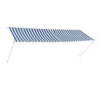 Higsose Auvent Rétractable pour Devant la Fenêtre Terrasse Balcon ou Jardin Mobilier D'extérieur Design Simple et Élégant Bleu et Blanc 350x150 cm