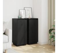 Higsose Buffet 2 pcs Armoire de Rangement pour Salon Chambre à Coucher ou Cuisine Décoration de Pièce Design Élégant Noir 31,5x34x75 cm