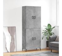 Higsose Buffet 69,5 x 34 x 180 cm - En métal - Gris béton - Armoire basse - Armoire de cuisine - Petite armoire de jardin résistante aux intempéries - Bibliothèque à chaussures étroite