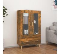 Higsose Buffet haut - Armoire de rangement moderne en bois - Pour chambre à coucher, salon ou couloir - Design industriel - Chêne fumé - 70 x 31 x 115 cm