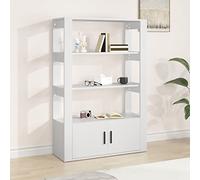 Higsose Buffet Salle à Manger Bibliothèque 80 x 30 x 119,5 cm avec étagère et portes Armoire d'appoint Armoire à tiroirs Meuble bas Blanc Buffet Salon Commode de rangement en matériau dérivé du bois