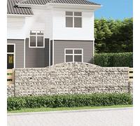 Higsose Gabion avec arche haute 400 x 30 x 120/140 cm, argent, fer galvanisé, panier à pierre, panier à gabion, clôture, mur de soutènement, grillage en pierre