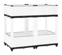 Higsose Jardinière pour terrasses - Jardinière surélevée - 80 x 40 x 71 cm - En polypropylène - Pour l'extérieur - Balcon - Parterre de plantes - Parterre de plantes - Blanc