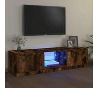 Higsose Meuble TV avec Lumières LED Chêne Fumé 140x40x35,5 cm Bois d'ingénierie Tendance et Pratique Décoration Intérieure Meuble Média Offre Grand Espace de Rangement Garder Télécommandes