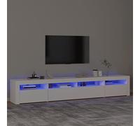 Higsose Meuble TV Salon avec Lumières LED Colorées Blanc 240x35x40 cm Bois d'ingénierie Style Tendance Meuble Média Dessus Robuste Fonction d'affichage pour Exposer Objets Décoratifs