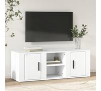 Higsose Meuble TV Salon Blanc 100x31,5x35 cm Bois d'ingénierie Design Tendance Armoire Multimédia Grand Espace de Rangement Garder Magazines Livres Autres Articles Meuble de DVD