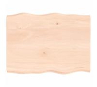 Higsose Plateau De Table en Chêne Massif Non Traité 80x60x4 Cm, Dessus De Table De Remplacement avec Bords Live Edge, À Peindre