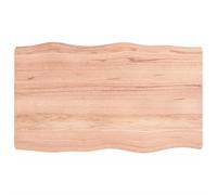 Higsose Plateau de Table Marron Clair 100x60x6 cm Bois de Chêne Massif Applications Polyvalentes Dessus de Table de Remplacement Renouveler Table à Maison Fabriqué à Main avec Bord Vif