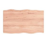 Higsose Plateau de Table Rustique Rectangulaire Marron Clair 100x60x4 cm en Bois de Chêne Massif Verni avec Bord Vif pour Salle de Séjour