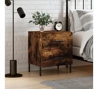 Higsose Table de chevet 44 x 40 x 47,5 cm Chêne fumé, matériau bois, fer, table de chevet, table basse au design industriel, table pour ordinateur portable, pour lit, table de chevet, chambre à