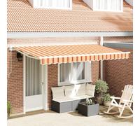 Higsose Tissu de Remplacement pour Auvent Mobilier D'extérieur pour Devant la Fenêtre Terrasse Balcon ou Jardin Design Simple et Élégant Multicolore Rayé 400x350 cm