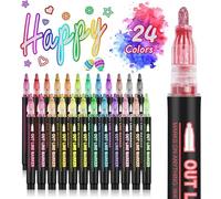 HIGSPE 24 Couleurs Stylo Paillette, Feutres Paillettes pour Fille 4-12 Ans, Marqueur Magique pour Dessin, Scrapbooking, Carte Cadeau, Loisirs Créatifs
