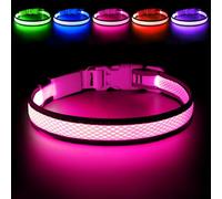 HiGuard Collier LED pour Chien, Rechargeable par USB, Collier Lumineux de sécurité Nocturne avec Sangle en Nylon Parfait pour Les Chiens de Petite, Moyenne et Grande Taille
