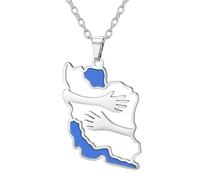 higyee Collier Iran pour Femme | Pendentif Serein en Acier Inoxydable | Motif de l'Étreinte Bijou Patriotique Persan | pour Homme, Femme, Anniversaire, Commémoration