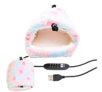 higyee Maison pour Oiseaux Chauffée | Lit en Forme De Hamac Et Caverne en Peluche,Abri Petits Animaux Couchage en Peluche | pour Inséparable Conure Lapin Cochon d'Inde Chinchilla Perruche Calopsitte