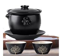 higyee Tasses à thé en céramique, service à thé chinois - Verrerie et articles à boissons empilables - Tasses à antidérapantes, conception Anti-brûlure pour de noir pu-erh Oolong vert