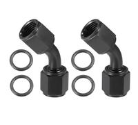 Hihaha Lot de 2 adaptateurs de conduite de carburant - Connecteur supérieur à 45 degrés pour voiture - Alliage d'aluminium durable AN6 femelle vers AN6 femelle - Noir