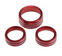 Hihaha Lot De 3 Boutons De Commande De Climatisation Ronds, Anneaux Décoratifs, Cache-Bouton Pour Dodge Charger 2011+, Alliage D'Aluminium Rouge