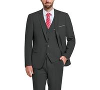 Hihawk Costume 3 pièces pour Homme avec Tissu Extensible, Coupe ajustée, Ensemble Blazer à Un Bouton, Veste, Gilet et Pantalon avec Cravate, Gris foncé., Taille L