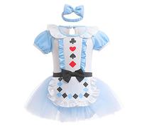 HIHCBF Costume de princesse Alice au pays des merveilles pour bébé fille - Robe tutu avec bandeau - Pour Noël, Halloween - 9 à 12 mois