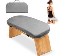 Hihealer Banc de Méditation - Banc Ergonomique Pliable en Bambou avec Coussin Confortable, Idéal pour la Méditation et la Prière, Cadeaux Uniques de Noël pour Femmes