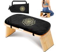 Hihealer Banc de méditation, tabouret de méditation en bambou pour yoga, banc de prière avec coussin de méditation (noir)