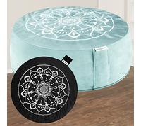 Hihealer Coussin de Méditation avec Housse en Velours - Grand Zafu Tibétain pour Yoga et Méditation, Rempli de Cosses de Sarrasin, Cadeau Relaxation pour Femme (Bleu et noir, 40 x 40 x 12 cm)