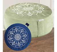 Hihealer Coussin de Méditation avec Housse en Velours - Grand Zafu Tibétain pour Yoga et Méditation, Rempli de Cosses de Sarrasin, Cadeau Relaxation pour Femme (Vert et Bleu, 40 x 40 x 12 cm)