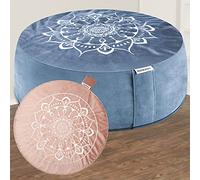 Hihealer Coussin de Méditation avec Housse en Velours - Grand Zafu Tibétain pour Yoga et Méditation, Rempli de Cosses de Sarrasin, Cadeau Relaxation pour Femme (Rose et Bleu, 40 x 40 x 12 cm)