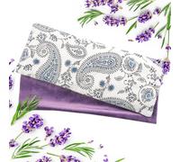 Hihealer Coussin pour les Yeux à la Lavande avec Housse Supplémentaire - Masque Relaxant pour Sommeil, Yoga, Méditation et Détente - pour Femmes (Blanc avec housse violette, Standard)