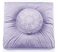 Hihealer Ensemble Coussin de Méditation et Tapis Zabuton - Grand Zafu et Tapis de Méditation pour Hommes et Femmes, Idéal pour Yoga, Relaxation et Pleine Conscience (Violet, 40x40x13cm & 80x80x8cm)