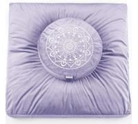 Hihealer Ensemble Coussin de Méditation et Tapis Zabuton - Grand Zafu et Tapis de Méditation pour Hommes et Femmes, Idéal pour Yoga, Relaxation et Pleine Conscience (Violet, 40x40x13cm & 80x80x8cm)