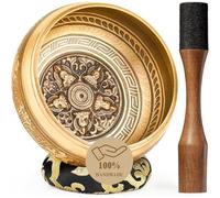 Hihealer Ensemble de Bols Chantants Tibétains Fait Main au Népal - Bol Sonore, Maillet, Coussin et Boîte Cadeau; Méditation, Yoga, Guérison des Chakras (Bouddha, 16cm)