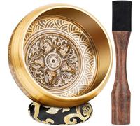 Hihealer Grand Bol Chantant Tibétain - Bol Sonore Fait Main au Népal pour Yoga, Guérison des Chakras, Soulagement du Stress, Cadeaux Bien-Être pour Femmes et Hommes (Vague de Bouddha, 14cm)