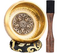 Hihealer Grand Bol Chantant Tibétain - Bol Sonore Fait Main au Népal pour Yoga, Guérison des Chakras, Soulagement du Stress, Cadeaux Bien-Être pour Femmes et Hommes (Tournesol de Bouddha, 14cm)