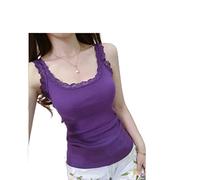 HIHELO Camisole de couleur unie hauts d'été sans manches pour femmes débardeur avec haut en dentelle à l'intérieur porter camisoles en dentelle sous-vêtements amples pour femmes vêtements gilet