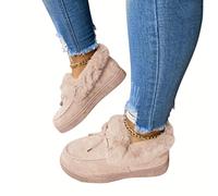 HIHELO Chaussures en peluche pour femmes - Chaussures décontractées pour femmes - Chaussures plates antidérapantes et chaudes - Mocassins confortables pour femmes - Beige - 10