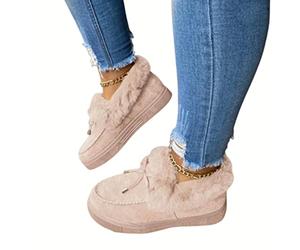 HIHELO Chaussures en peluche pour femmes - Chaussures décontractées pour femmes - Chaussures plates antidérapantes et chaudes - Mocassins confortables pour femmes - Beige - 10