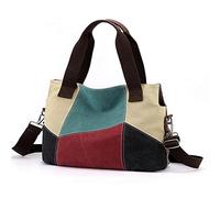 HIHELO Sac à main pour femme en toile Sac fourre-tout de marque Sac à main Patchwork Messenger Sac à bandoulière Mode Femme Casual Sac à bandoulière