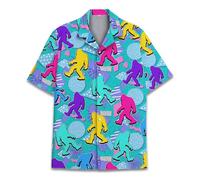 HIHI Global Chemise hawaïenne à Manches Courtes pour Homme et Femme, Chemise hawaïenne boutonnée à Manches Courtes pour Homme, Bigfoot rétro 1, Taille XL