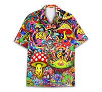 HIHI Global Chemise hawaïenne à Manches Courtes pour Homme, Motif Raton Laveur Tropical, décontractée, boutonnée, Vacances, Plage, été, Gris, M