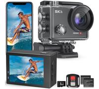 Hiicam Speed 10 Action Cam, 5K30FPS 30MP Action Cam 40M Caméra sous-marine étanche WiFi 170° Ultra grand angle EIS Caméra d'action Zoom 5X avec télécommande et 2 batteries 1350 mAh Carte mémoire 64 Go